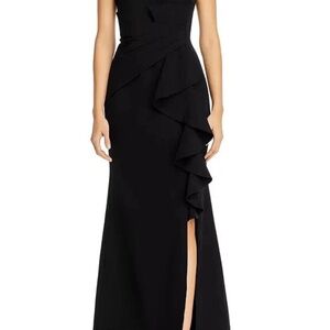 Eliza J black long formal cascading ruffle dress - 12